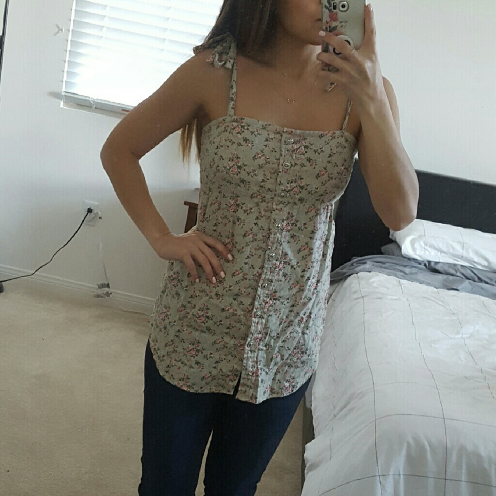 Forever 21 Floral Print Top - Green and Pink